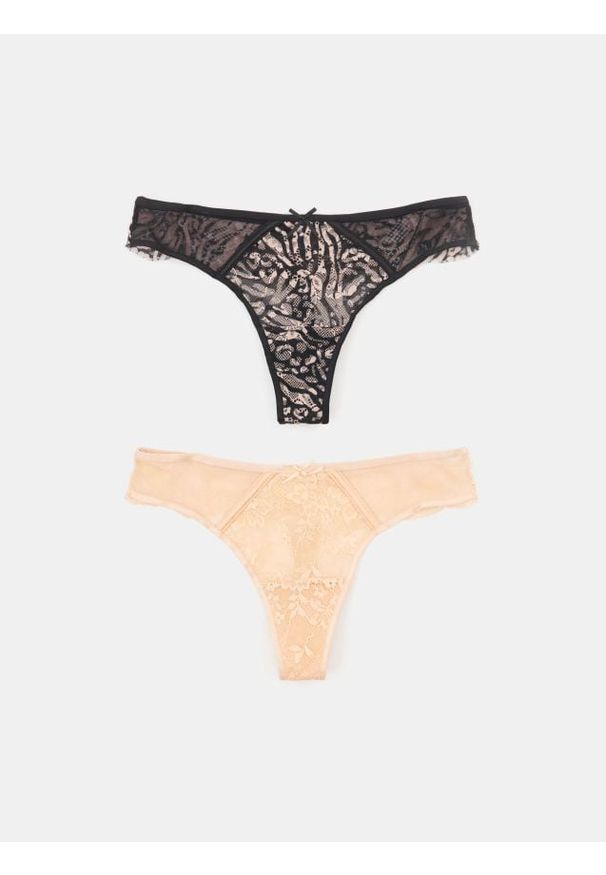 Sinsay - Stringi typu tanga 2 pack - czarny. Kolor: czarny