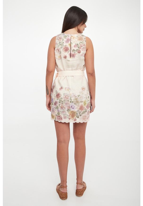 Twinset Milano - Sukienka lniana w kwiaty TWINSET. Materiał: len. Wzór: kwiaty