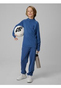 4f - 4F Bluza sportowa slim bez kaptura chłopięca - granatowa 146/152 (10-12 lat). Typ kołnierza: bez kaptura. Kolor: niebieski. Długość rękawa: raglanowy rękaw. Sezon: lato. Styl: sportowy #2