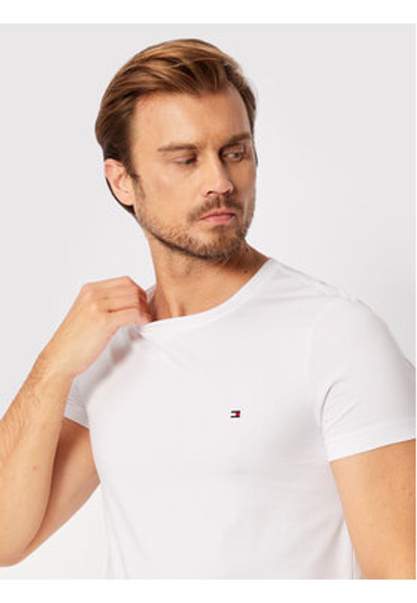 TOMMY HILFIGER - Tommy Hilfiger T-Shirt Core Stretch MW0MW27539 Biały Slim Fit. Kolor: biały. Materiał: bawełna