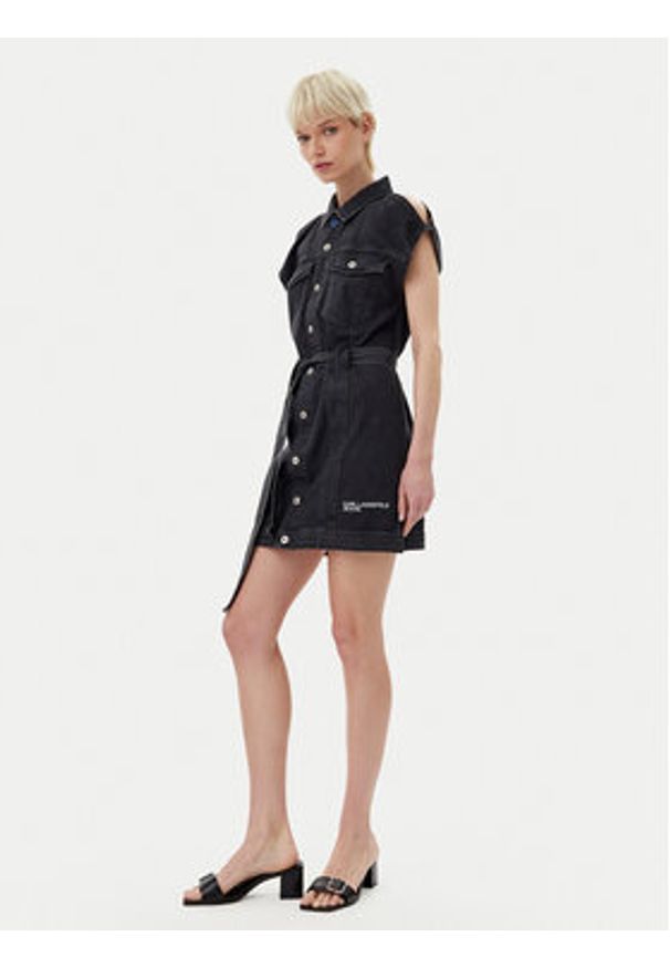 Karl Lagerfeld Jeans Sukienka jeansowa A2W13023 Szary Regular Fit. Kolor: szary. Materiał: bawełna