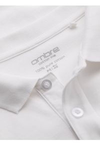 Ombre Clothing - Longsleeve męski BASIC z kołnierzykiem polo – biały V1 OM-POBL-0114 - XXL. Okazja: na co dzień, do pracy. Typ kołnierza: polo. Kolor: biały. Materiał: bawełna, dzianina. Długość rękawa: długi rękaw. Wzór: ze splotem. Styl: elegancki, casual #8