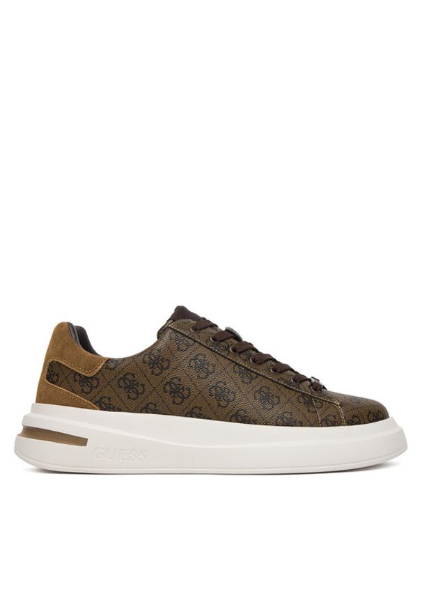 Guess Sneakersy FMPELA FAL12 Brązowy. Kolor: brązowy. Materiał: skóra