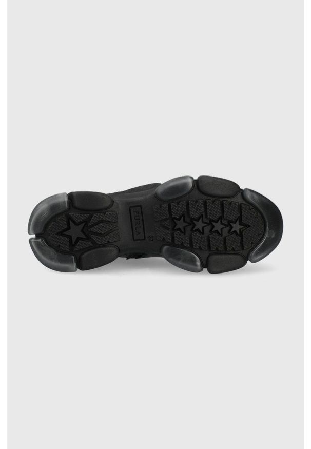 Furla sneakersy skórzane damskie kolor czarny. Kolor: czarny. Materiał: skóra. Szerokość cholewki: normalna. Obcas: na platformie