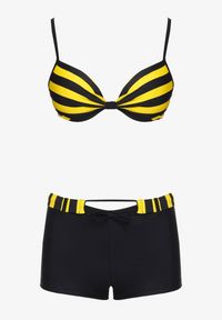 Renee - Żółto-Czarne Bikini Stanik z Usztywnionymi Miseczkami Majtki Typu Szorty z Paskiem Jomefia. Kolor: żółty #5