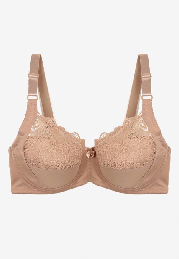 Renee - Ciemnobeżowy Biustonosz Typu Full Cup z Regulowanymi Ramiączkami Vikiirisa. Kolor: beżowy. Materiał: jeans