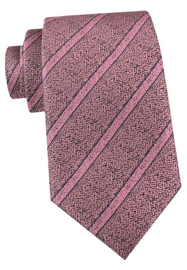 Krawat Męski - Angelo di Monti - Metaliczny Róż, Prążki. Kolor: różowy. Materiał: tkanina. Wzór: prążki. Styl: elegancki, wizytowy