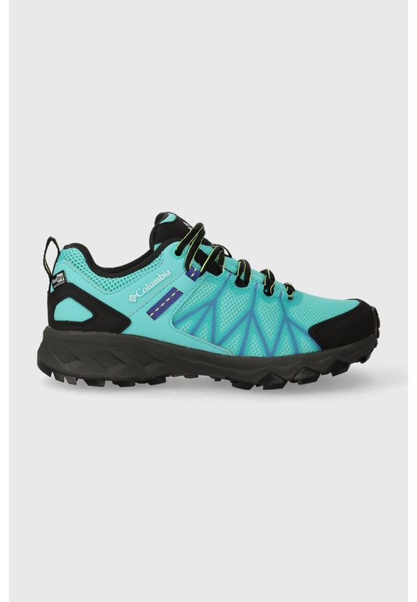 columbia - Columbia buty Peakfreak II Outdry damskie kolor turkusowy. Kolor: turkusowy. Materiał: syntetyk, materiał. Szerokość cholewki: normalna. Sezon: zima