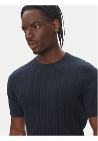 Lindbergh Sweter 30-804115 Granatowy Slim Fit. Kolor: niebieski. Materiał: bawełna