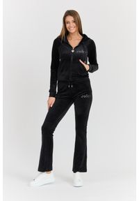 Juicy Couture - JUICY COUTURE Damska czarna bluza Regal Madison Hoodie, Rozmiar M. Okazja: na co dzień. Kolor: czarny. Materiał: poliester, elastan, materiał. Długość rękawa: długi rękaw. Długość: długie. Styl: casual, elegancki #3