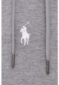 Polo Ralph Lauren bluza męska kolor szary z kapturem gładka. Typ kołnierza: kaptur, polo. Kolor: szary. Wzór: gładki #2