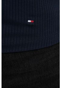 TOMMY HILFIGER - Tommy Hilfiger top damski kolor granatowy. Kolor: niebieski. Materiał: włókno, dzianina. Długość rękawa: na ramiączkach. Wzór: gładki #5