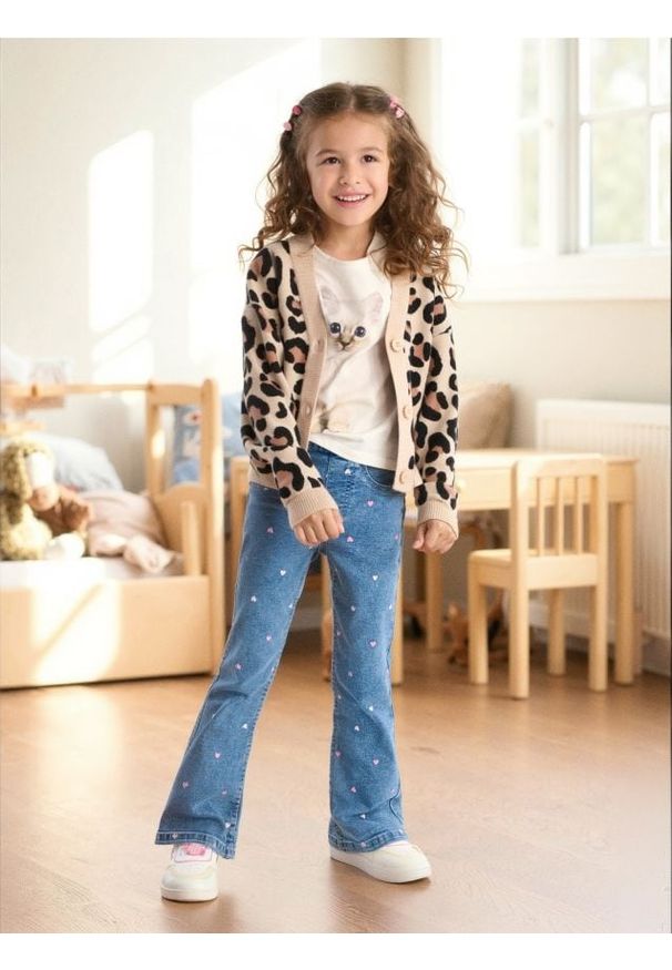 Sinsay - Spodnie flare ze wzorkiem - niebieski. Kolor: niebieski