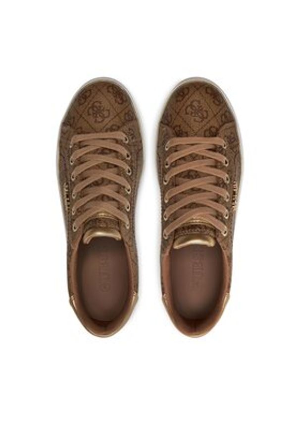 Guess Sneakersy Beckie FL7BKI FAL12 Brązowy. Kolor: brązowy. Materiał: skóra