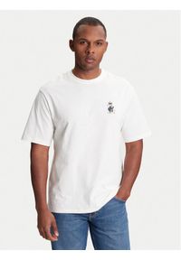 Karl Lagerfeld - KARL LAGERFELD T-Shirt 755098 553270 Beżowy Regular Fit. Typ kołnierza: dekolt w karo. Kolor: beżowy. Materiał: bawełna