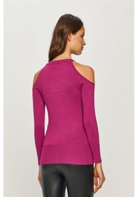 Guess - Sweter. Kolor: fioletowy. Materiał: dzianina. Długość rękawa: długi rękaw. Długość: długie. Wzór: aplikacja #3