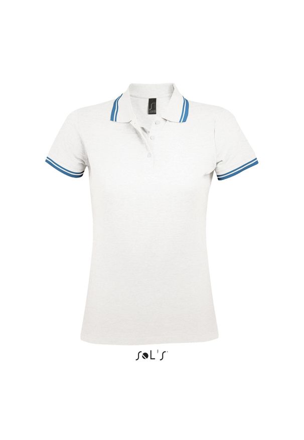 SOL'S - Damska koszulka polo Sol's Pasadena. Typ kołnierza: polo. Kolor: biały, wielokolorowy, zielony. Materiał: bawełna