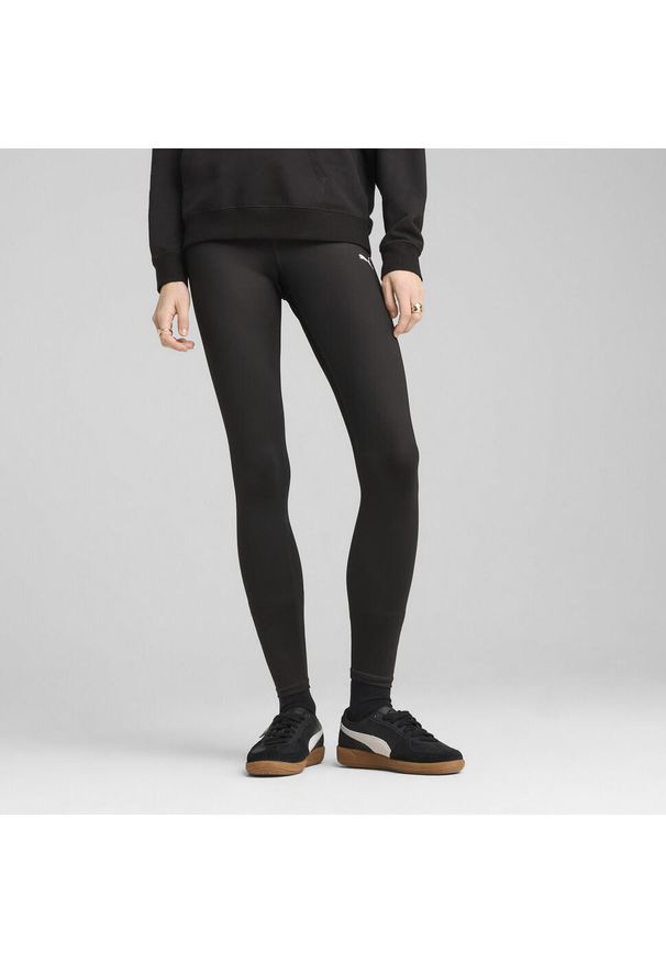 Puma - Damskie legginsy Essentials z poliestru PUMA. Kolor: czarny. Materiał: poliester. Wzór: nadruk. Sport: bieganie