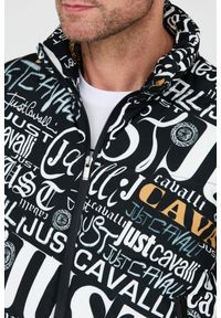 Just Cavalli - JUST CAVALLI Czarna męska kurtka Print Lettering, Rozmiar 50. Kolor: czarny. Wzór: nadruk #3