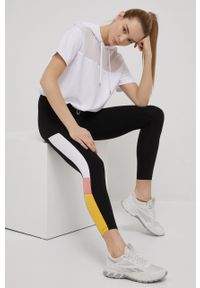 DKNY - Dkny legginsy damskie kolor czarny wzorzyste. Stan: podwyższony. Kolor: czarny