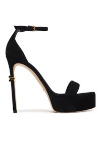 Elisabetta Franchi Sandały SA-44L-56E2-V660 Czarny. Kolor: czarny. Materiał: zamsz, skóra