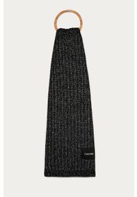 Calvin Klein - Szalik. Kolor: czarny. Materiał: wełna, bawełna, dzianina, akryl, poliester. Wzór: gładki #1