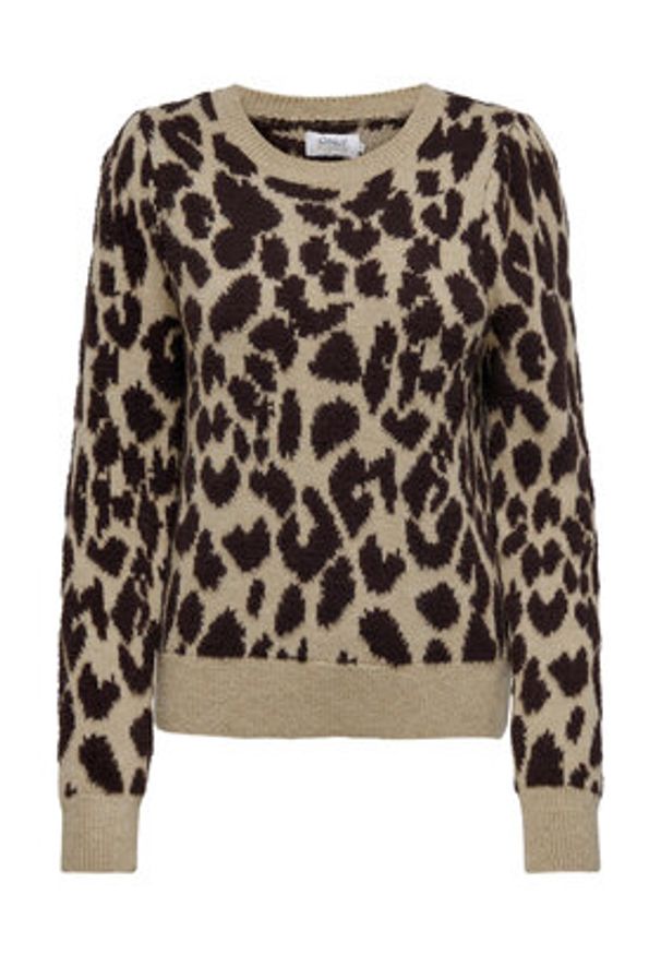 only - ONLY Sweter 15306972 Beżowy Regular Fit. Kolor: beżowy. Materiał: syntetyk