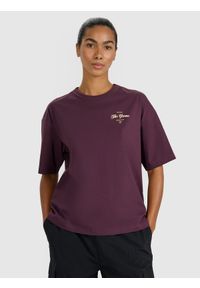 4f - 4F T-shirt oversize z nadrukiem damski - fioletowy XXL. Okazja: na co dzień. Kolor: fioletowy. Materiał: materiał, bawełna, jersey, dzianina. Długość rękawa: krótki rękaw. Długość: krótkie. Wzór: nadruk. Styl: sportowy, klasyczny, casual