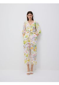 Reserved - Wzorzyste spodnie z lnem - wielobarwny. Materiał: len #1