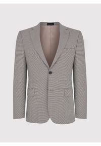 Pako Lorente - PAKO LORENTE – Brązowa marynarka garniturowa w kratkę. Kolor: brązowy. Materiał: wiskoza, poliester, elastan. Wzór: kratka