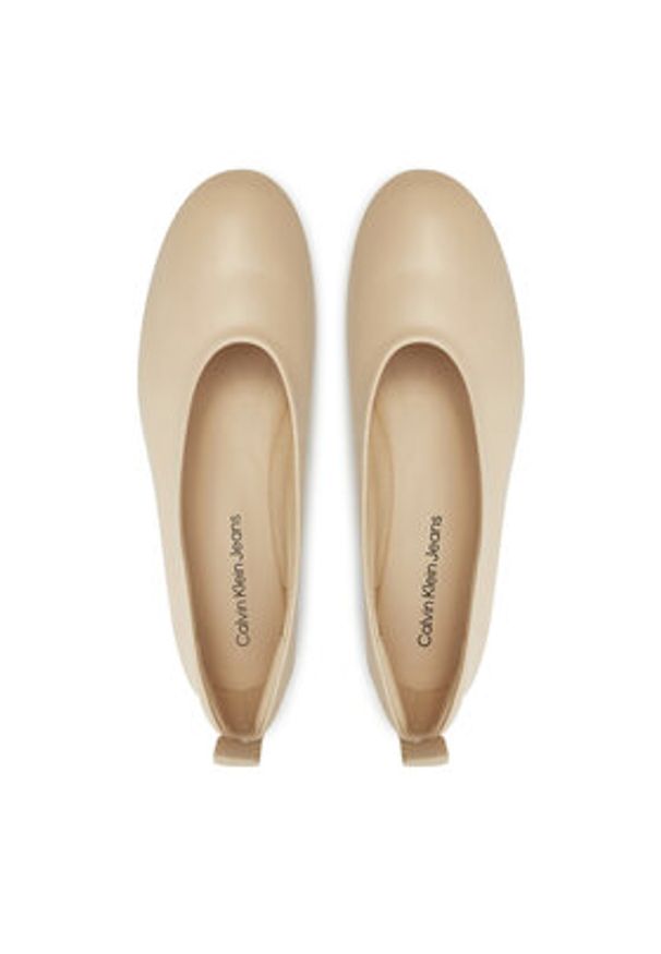 Calvin Klein Jeans Baleriny Ballerina Leather YW0YW01803 Beżowy. Kolor: beżowy. Materiał: skóra