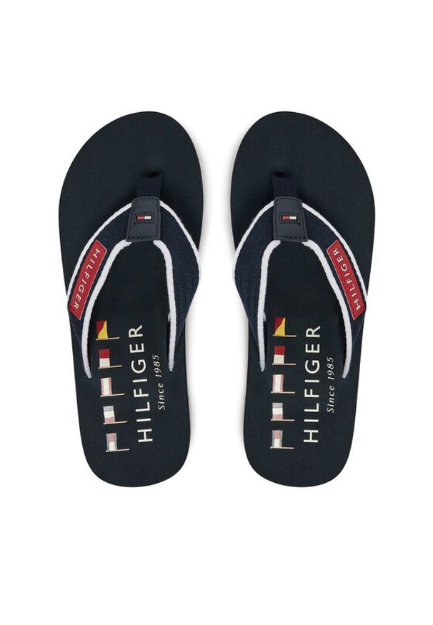 TOMMY HILFIGER - Tommy Hilfiger Japonki Patch Hilfiger Beach Sandal FM0FM05435 Granatowy. Kolor: niebieski. Materiał: materiał