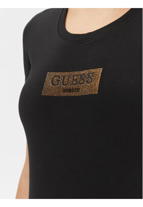 Guess T-Shirt W4RI33 J1314 Czarny Slim Fit. Kolor: czarny. Materiał: bawełna