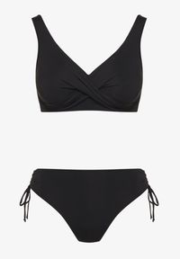 Renee - Czarne Bikini Biustonosz i Majtki Figi z Wiązaniem Kinalisa. Kolor: czarny