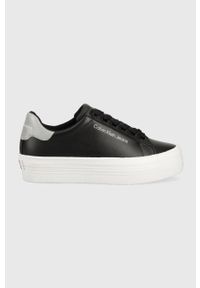 Calvin Klein Jeans sneakersy skórzane VULC FLATFORM LACEUP kolor czarny YW0YW01220. Nosek buta: okrągły. Kolor: czarny. Materiał: skóra. Obcas: na platformie