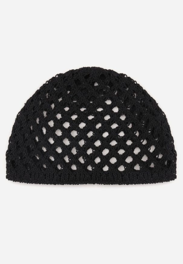 Renee - Czarna Ażurowa Czapka z Bawełny w Szydełkowym Stylu Penassa. Kolor: czarny. Materiał: bawełna. Wzór: ażurowy. Styl: street, klasyczny, boho