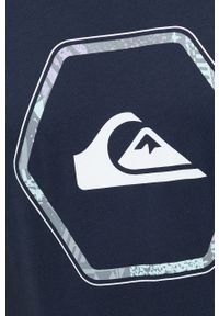 Quiksilver t-shirt bawełniany kolor granatowy z nadrukiem. Kolor: niebieski. Materiał: bawełna. Wzór: nadruk #2