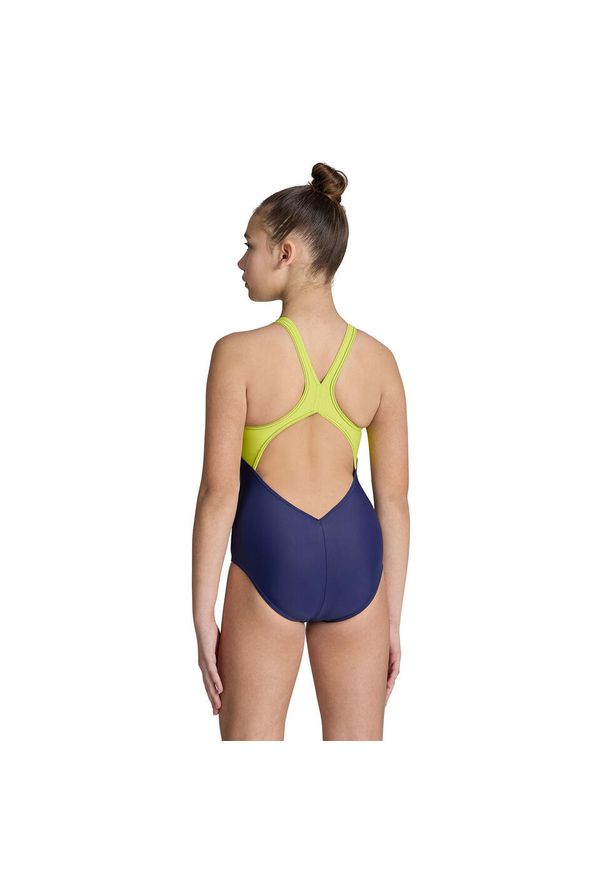 Dziewczęcy jednoczęściowy kostium kąpielowy Arena Vortex V Back. Kolor: niebieski, wielokolorowy, zielony