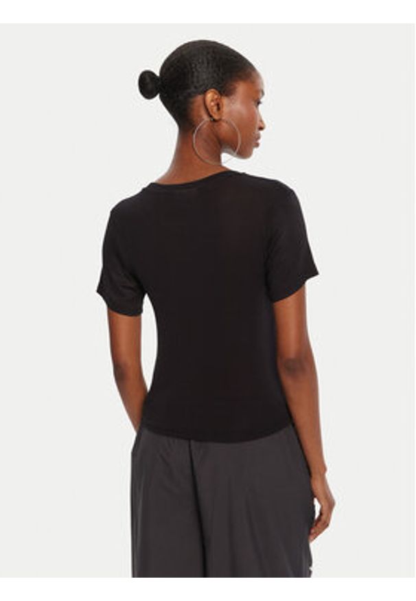 Juicy Couture T-Shirt Sheer JCWCT225301 Czarny Slim Fit. Kolor: czarny. Materiał: wiskoza