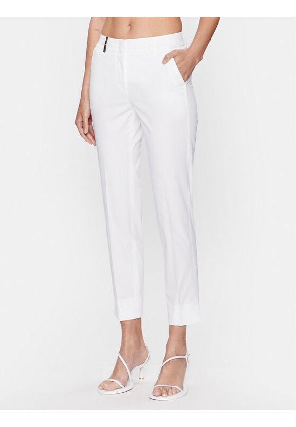 PESERICO - Peserico Spodnie materiałowe P04718 Biały Regular Fit. Kolor: biały. Materiał: materiał, bawełna