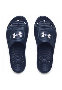 Klapki na basen męskie Under Armour Locker IV SL. Zapięcie: bez zapięcia. Kolor: biały, wielokolorowy, niebieski. Materiał: guma, materiał, syntetyk. Szerokość cholewki: normalna. Sport: pływanie, turystyka piesza