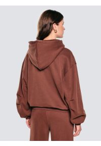 Big-Star - Bluza damska rozpinana z kapturem brązowa Marta 804. Typ kołnierza: kaptur. Kolor: brązowy. Materiał: dzianina, materiał. Wzór: haft #4