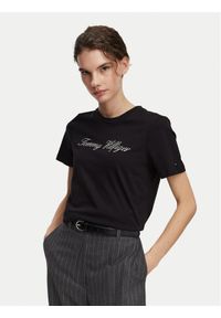 TOMMY HILFIGER - Tommy Hilfiger T-Shirt Script WW0WW43459 Czarny Regular Fit. Kolor: czarny. Materiał: bawełna #1