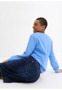 bonprix - Spódnica high-waist ze stretchem i wygodnym paskiem. Stan: podwyższony. Kolor: niebieski