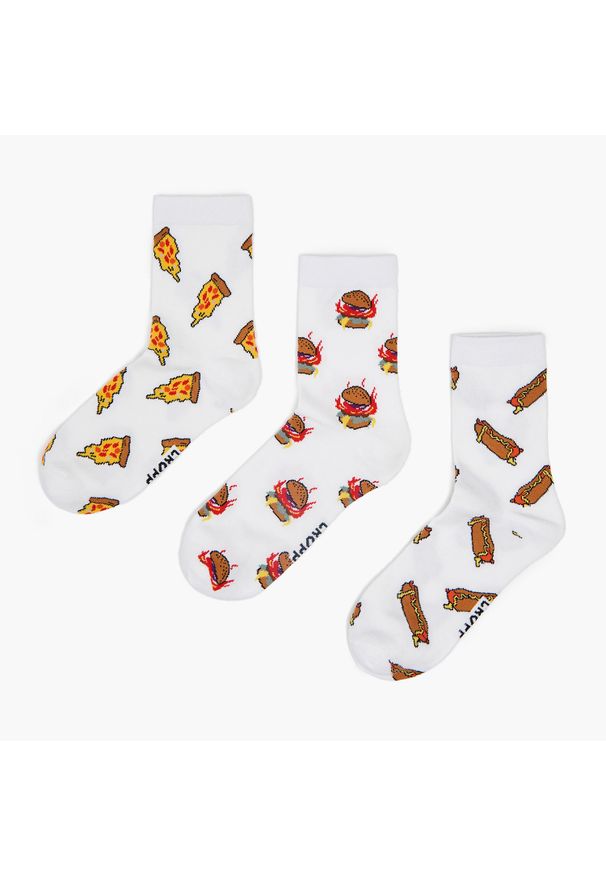 Cropp - 3 pack męskich skarpet - Biały. Kolor: biały. Materiał: bawełna, dzianina