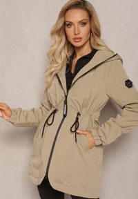 Renee - Jasnozielona Kurtka Parka Ściągana w Pasie Crotidae. Kolor: zielony
