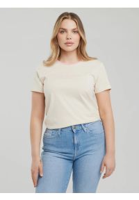 Big-Star - Koszulka damska z kontrastowym wykoŅczeniem kremowa Bessa 103. Kolor: biały. Materiał: jeans, dzianina. Wzór: nadruk. Sezon: lato. Styl: klasyczny, elegancki #5