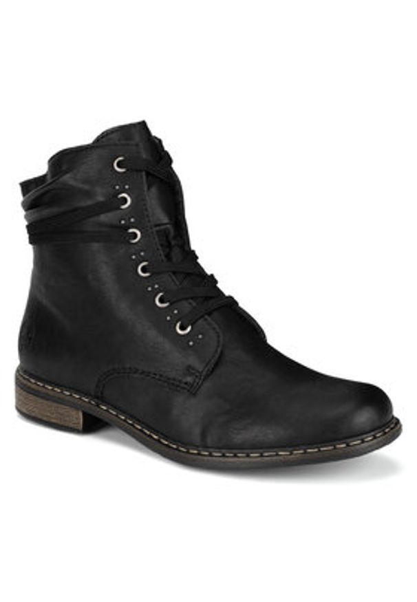 Rieker Botki 71218-00 Czarny. Kolor: czarny. Materiał: materiał