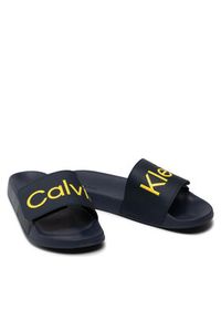 Calvin Klein Jeans Klapki Pool Slide Adj HM0HM00454 Granatowy. Kolor: niebieski. Materiał: skóra #3