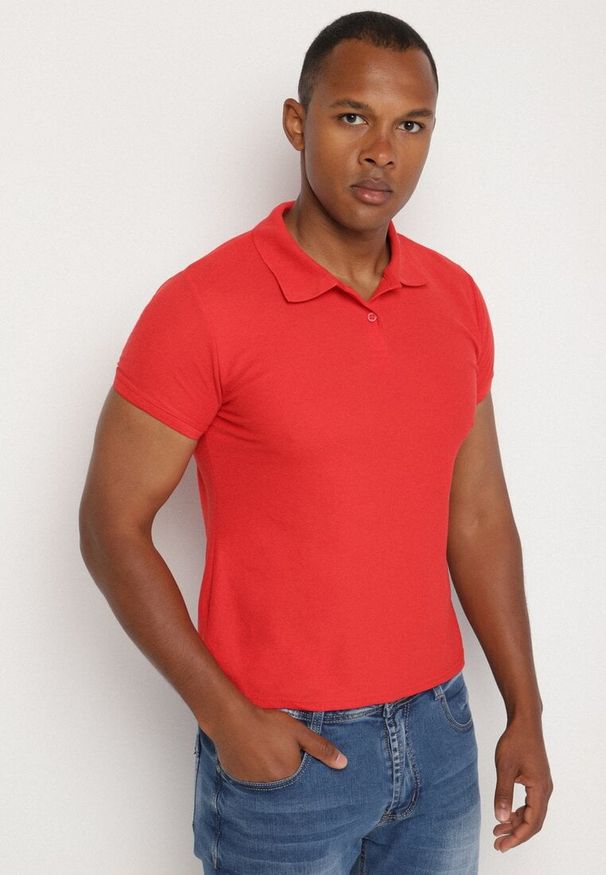 Czerwony t-shirt Born2be polo, casualowy